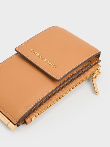 Calla Bi-Fold Side-Zip Card Holder, Toffee, hi-res