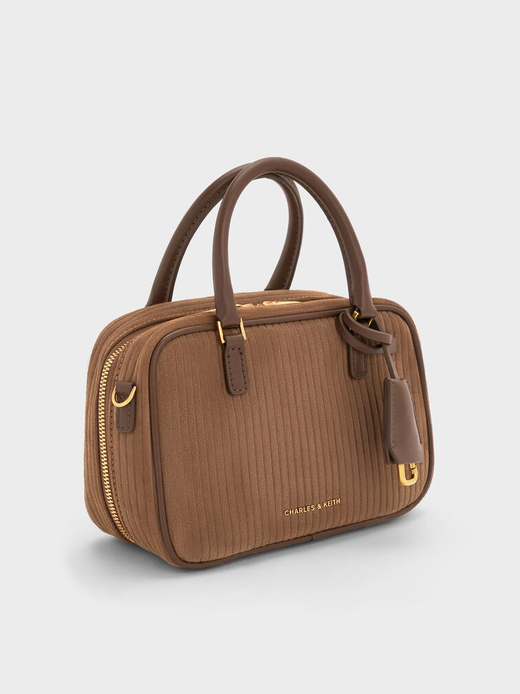 Mini Sianna Corduroy Bowling Bag, Mocha Brown, hi-res