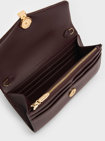 Lilibet Chain-Strap Long Wallet, Plum, hi-res