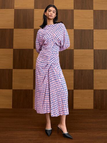 Satin Crystal-Embellished Pointed-Toe Heeled Mules, Black Textured, hi-res