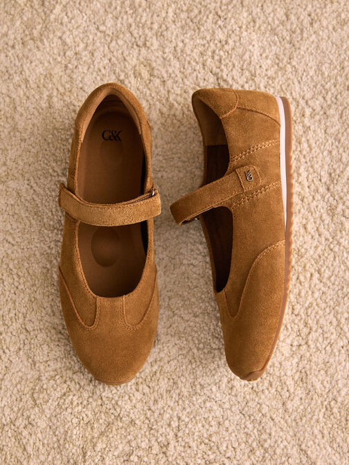 حذاء ماري جين شامواه صناعي, بنى, hi-res