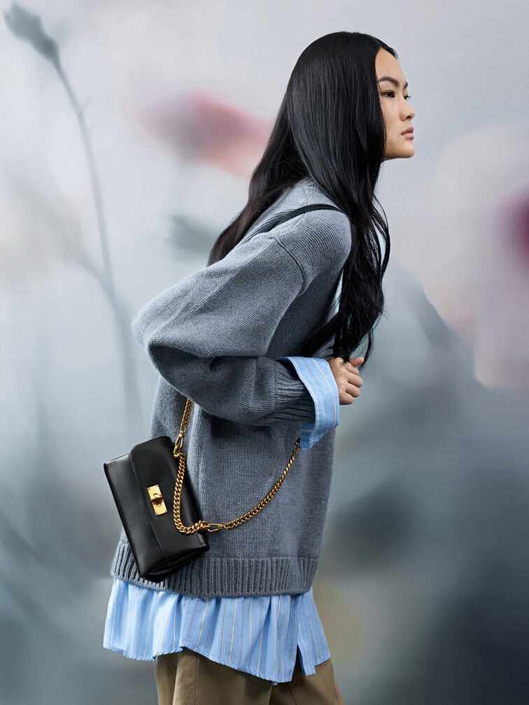 محفظة "كيري" بسلسلة, أسود, hi-res