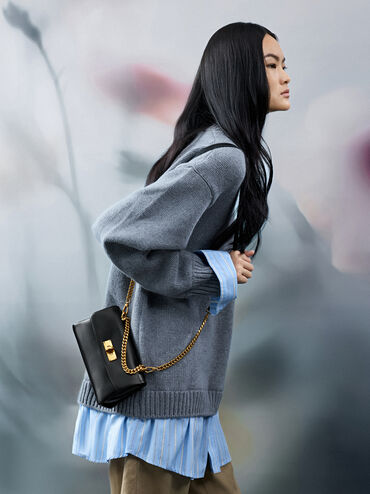 محفظة "كيري" بسلسلة, أسود, hi-res