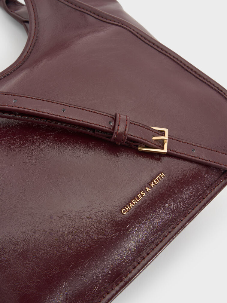 شنطة توت صغيرة سيانا بتأثير مجعد تصميم مرن, أحمر توتي فاخر, hi-res