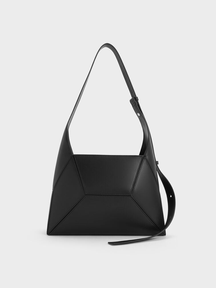 Nasrin Geometric Hobo Bag, Noir, hi-res