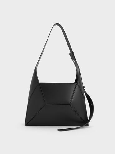 Nasrin Geometric Hobo Bag, Noir, hi-res