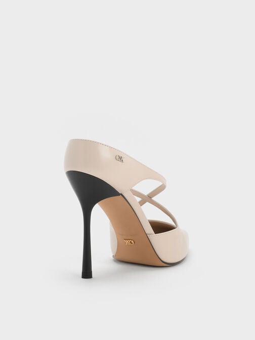 Kyra Leather Crossover Stiletto Mules, Oat, hi-res