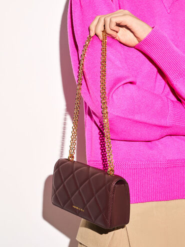 محفظة طويلة بافوتو مبطّنة بمقبض معدني أنيق, شوكولاتي داكن, hi-res