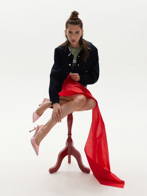 Brantley Bow Slingback Pumps, Pink, hi-res