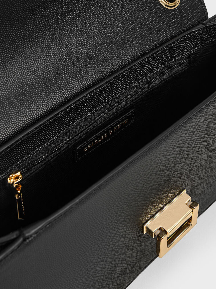 حقيبة كتف إيفرلاين بحزام مضفّر, أسود, hi-res