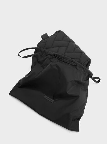 Nylon Chevron Pouch, Jet Black, hi-res