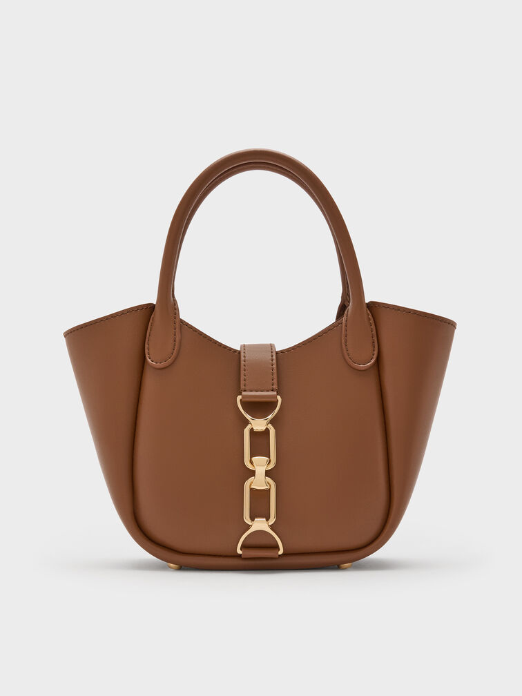 حقيبة توت "أجاثا" بلمسة سلسلة, شوكولاتي, hi-res