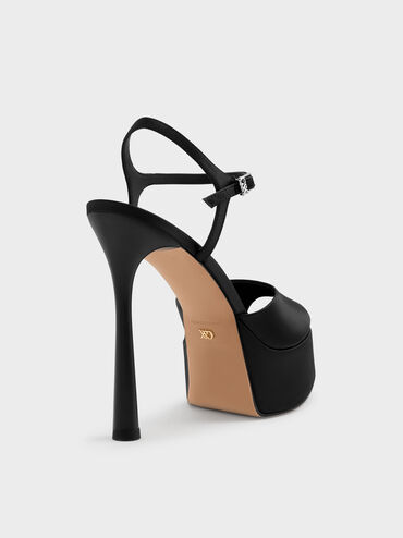 حذاء فرانشيسكا ذو الكعب العالي المفتوح من الأمام, أسود خشن, hi-res