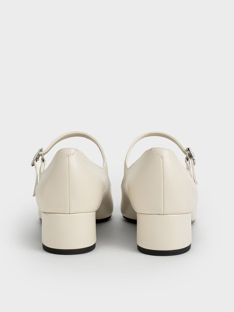 حذاء بامبس ماري جين بمقدمة مدببة وفيونكة, أبيض طباشيري, hi-res