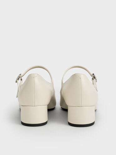 حذاء بامبس ماري جين بمقدمة مدببة وفيونكة, أبيض طباشيري, hi-res