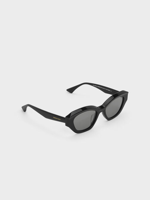 Onyx Recycled Acetate Cat-Eye Sunglasses, Black, hi-res