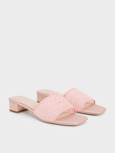 حذاء ميول بكعب مربع مصنوع من خامة شبكية ومزين بالترتر, لون البشرة الطبيعي, hi-res