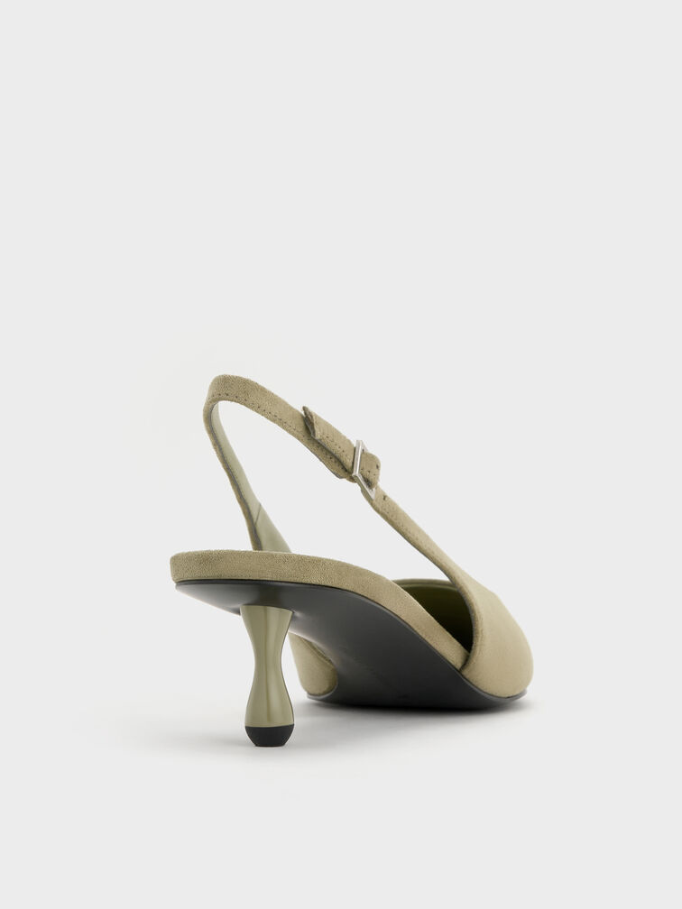 Ruthie Faux Suede Slingback Pumps, Olive, hi-res