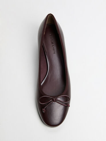 Bow Ballet Pumps, Burgundy, hi-res