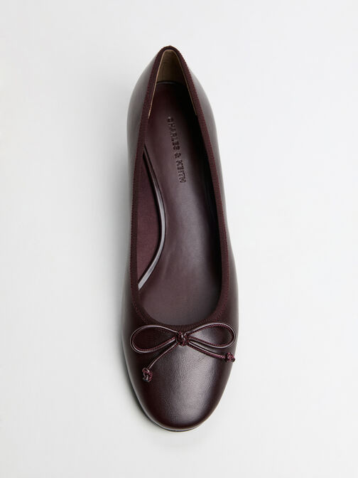 Bow Ballet Pumps, Burgundy, hi-res