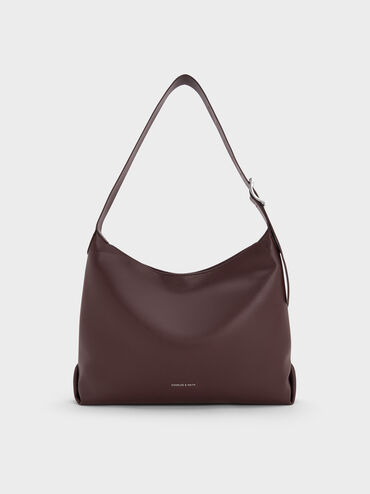 Larsen Buckle-Strap Hobo Bag, Plum, hi-res