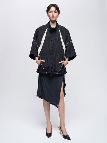 حذاء مفتوح من الخلف بكعب معدني أنيق ومقدمة مدببة, صندوق أسود, hi-res