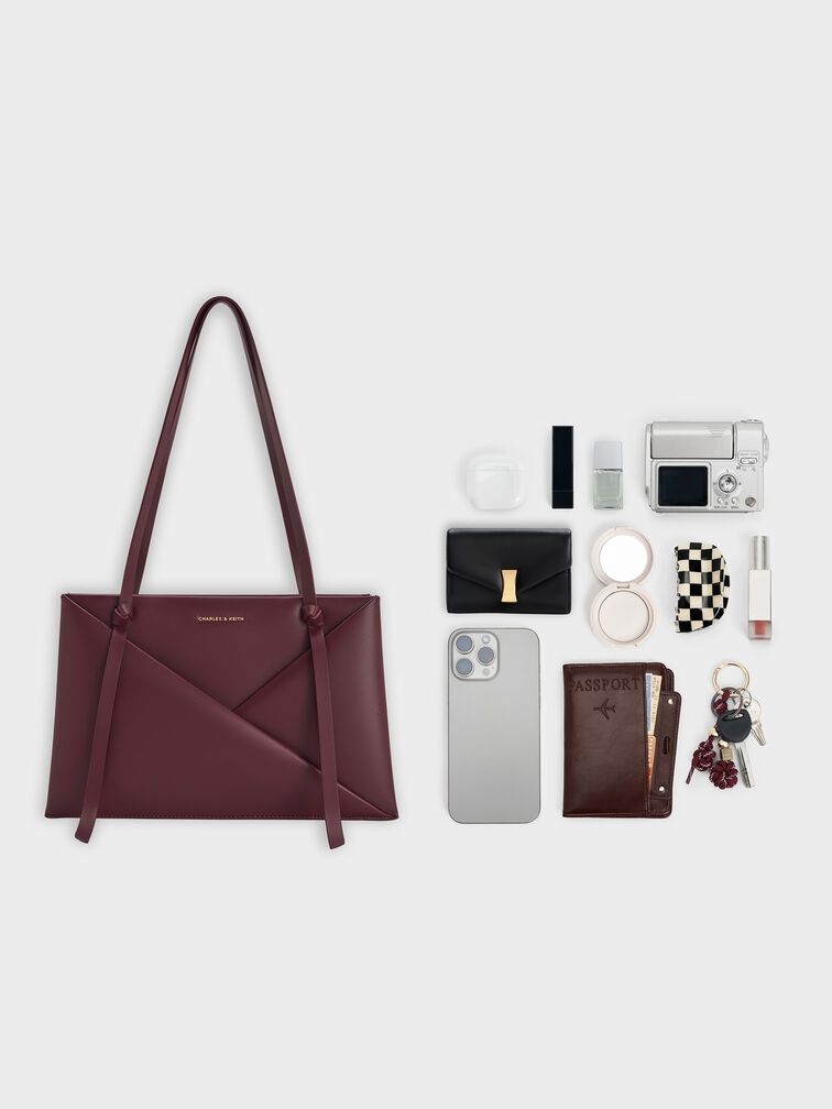 Midori Geometric Tote Bag, Wineberry Red, hi-res