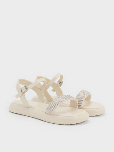 صندل بلاتفورم بحزام كاحل مزين بكريستال ولؤلؤ, أبيض طباشيري, hi-res