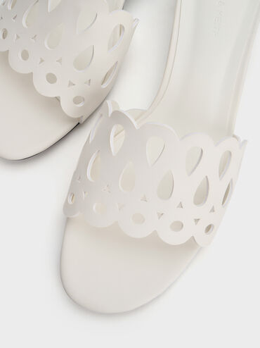 Cut-Out Block-Heel Mules, White, hi-res