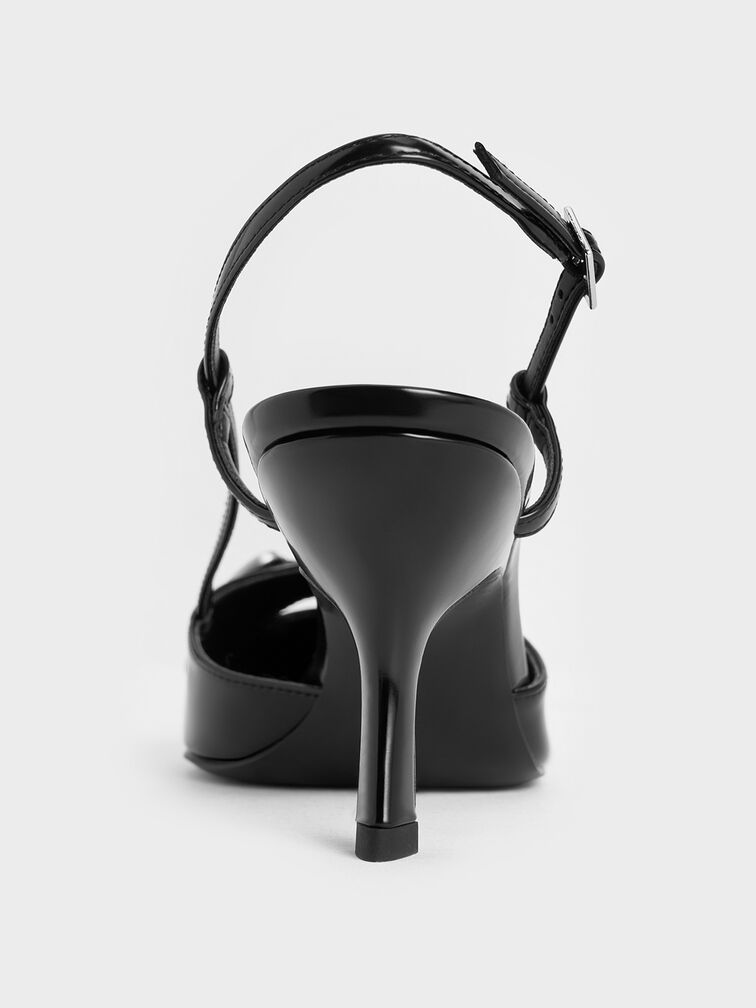 Metallic-Accent Slant-Heel Slingback Pumps, Black Boxed, hi-res