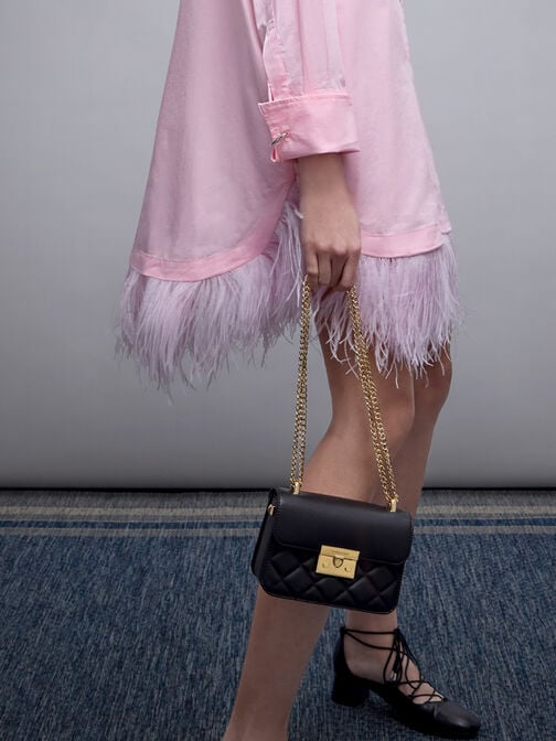 Alva Quilted Chain-Handle Bag, Cream, hi-res