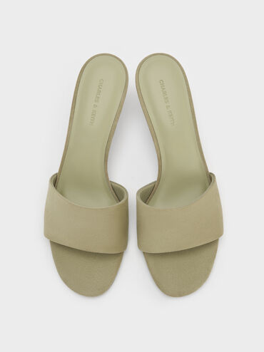 Ruthie Faux Suede Heeled Mules, Olive, hi-res
