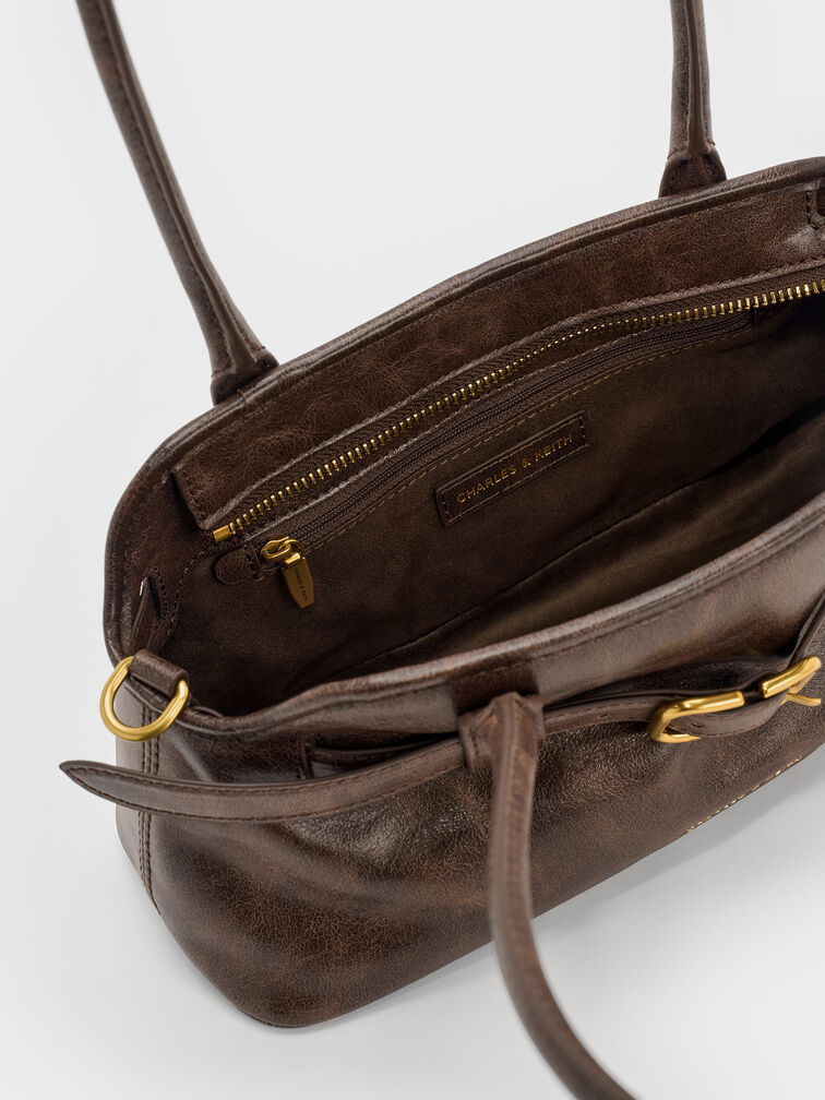 شنطة كتف فيكتوريا بحزام, بني مطفي, hi-res