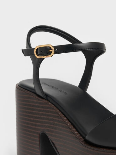 Ankle-Strap Platform Sandals, Black, hi-res