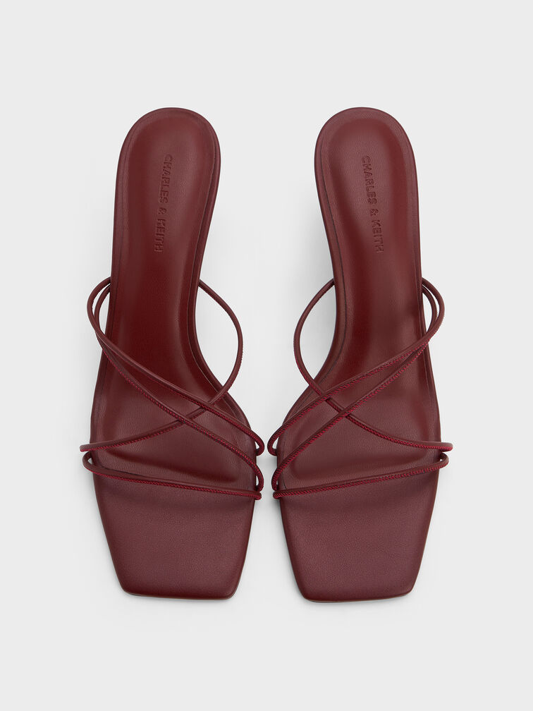Strappy Heeled Sandals, Burgundy, hi-res