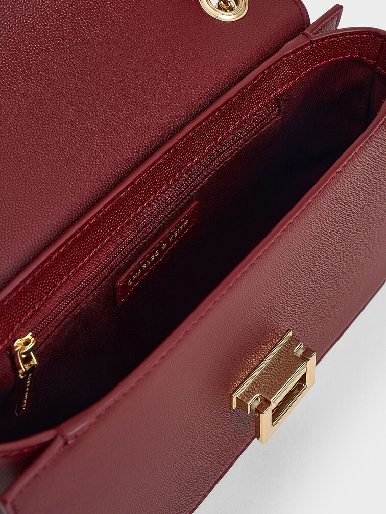 حقيبة كتف إيفرلاين بحزام مضفّر, برغندي, hi-res