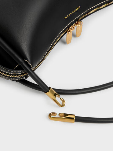 حقيبة كتف ليلا لينة بتصميم أنبوبي, أسود, hi-res