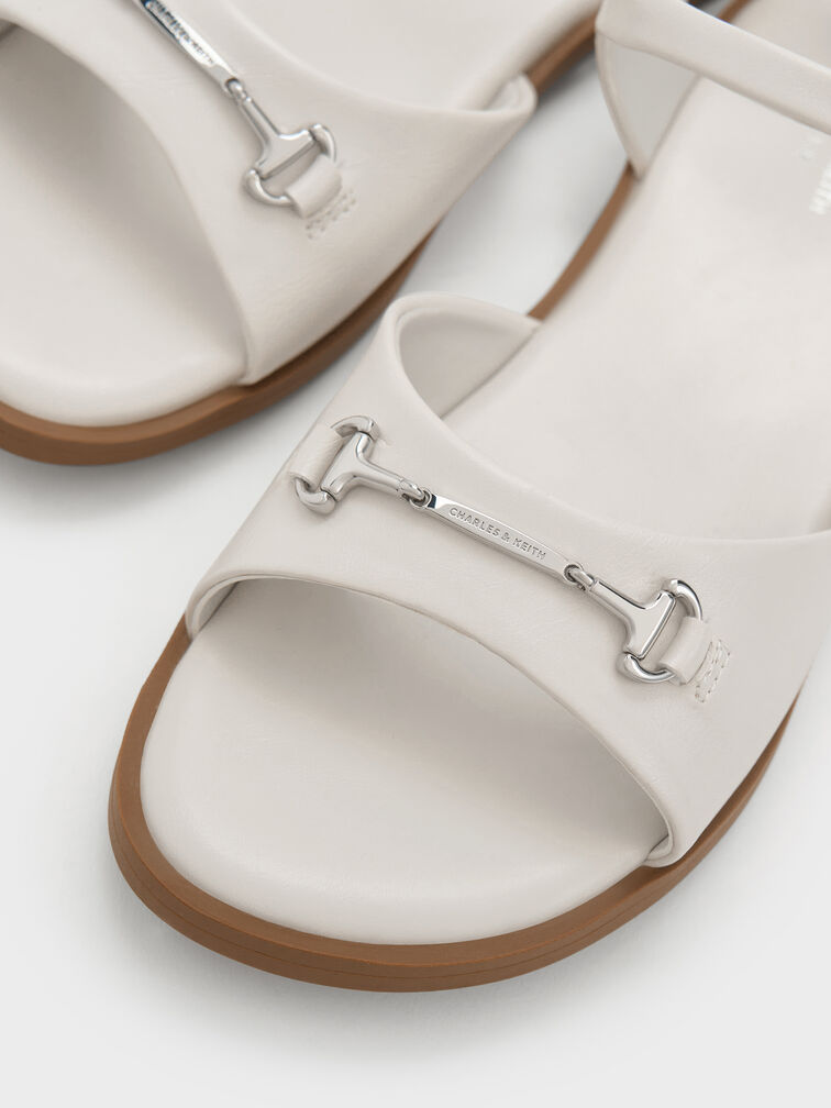 Girls' Erinna Metallic-Accent Sandals, Chalk, hi-res