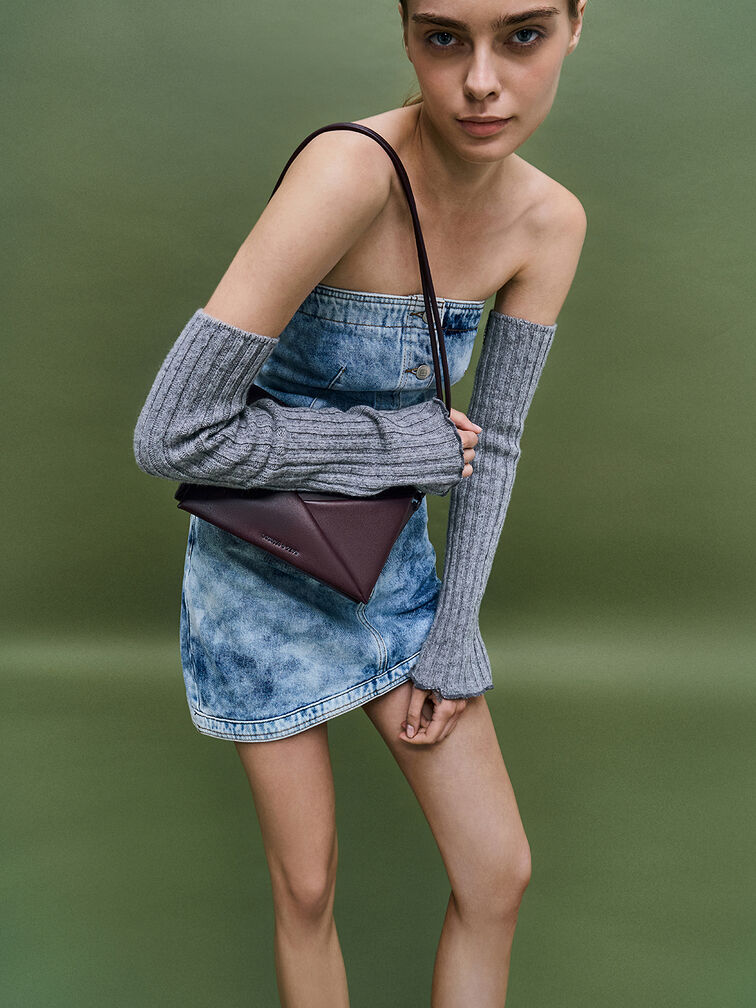 شنطة كتف ميدوري هندسية, برقوقي أنيق, hi-res