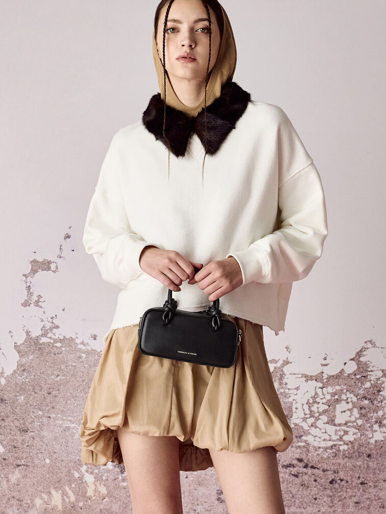 Sammie Knotted-Handle Elongated Bag, Black, hi-res