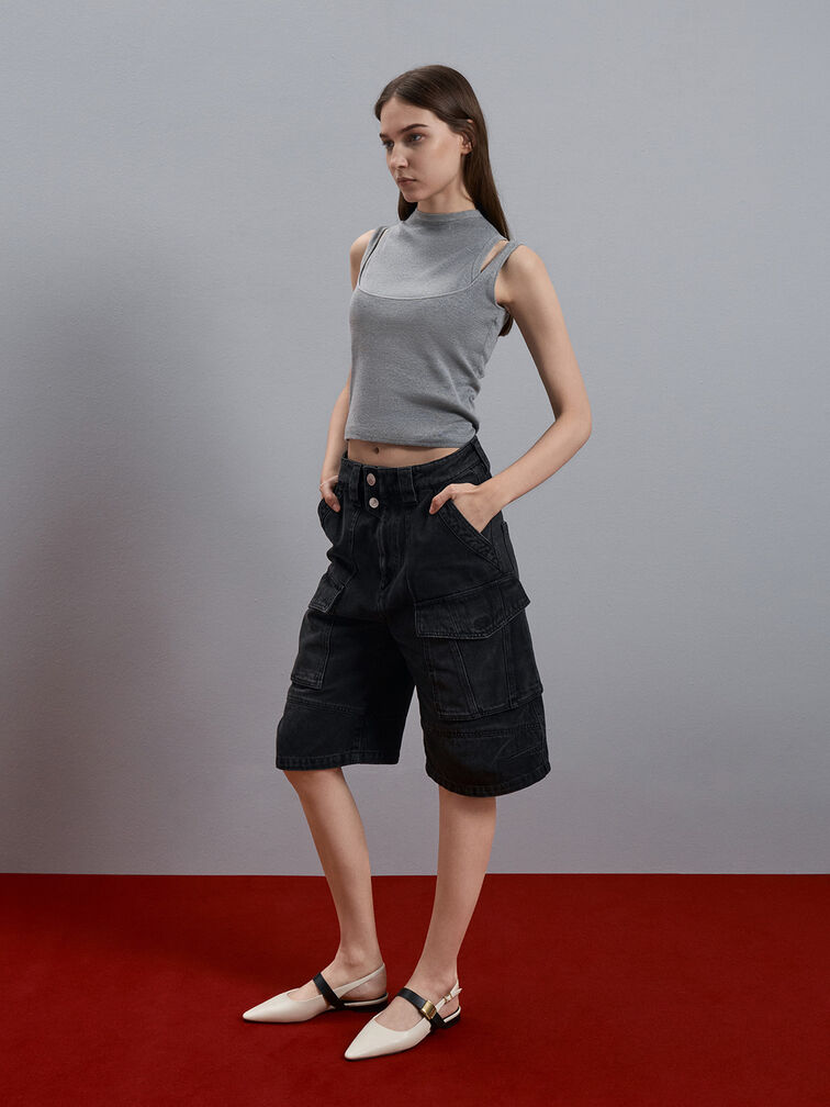 Yvette Pointed-Toe Mary Jane Flats, Chalk, hi-res