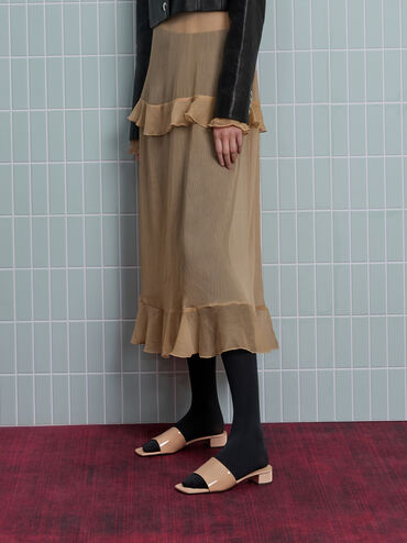 Patent Wide-Strap Heeled Mules, Nude, hi-res