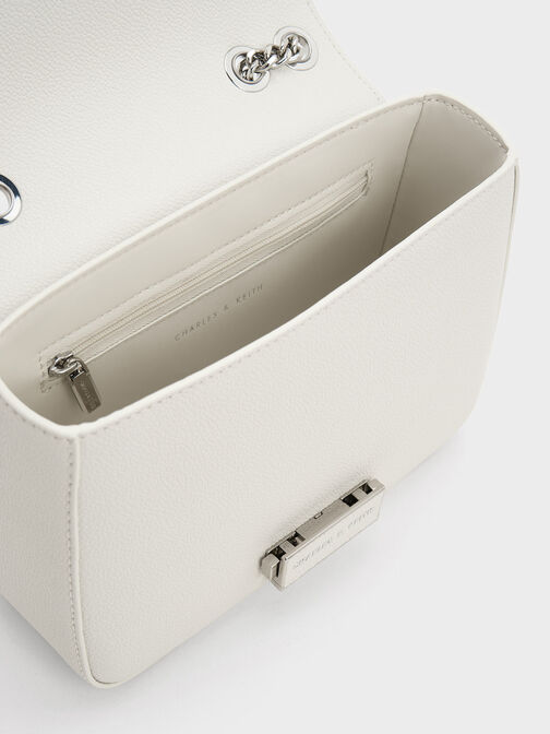 Sue Chain-Strap Shoulder Bag, White, hi-res