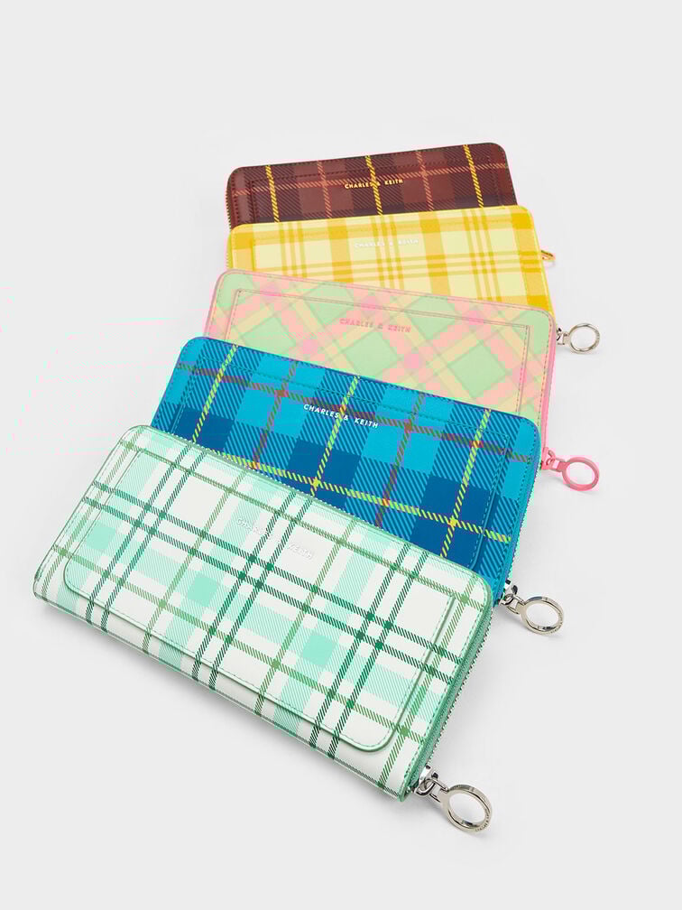 Cyrus Checkered Long Wallet, Brick, hi-res