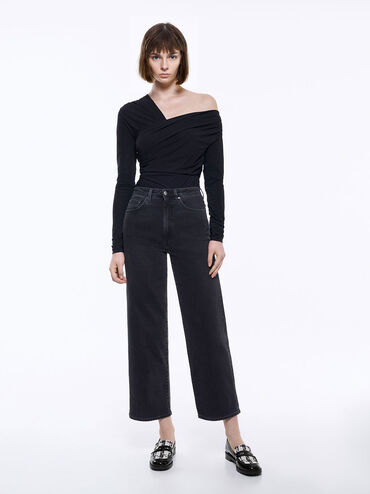 حذاء جريتل تويد بيني لوفرز, أسود براق, hi-res