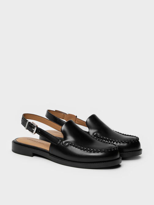 Gale Slingback Loafers, Black, hi-res