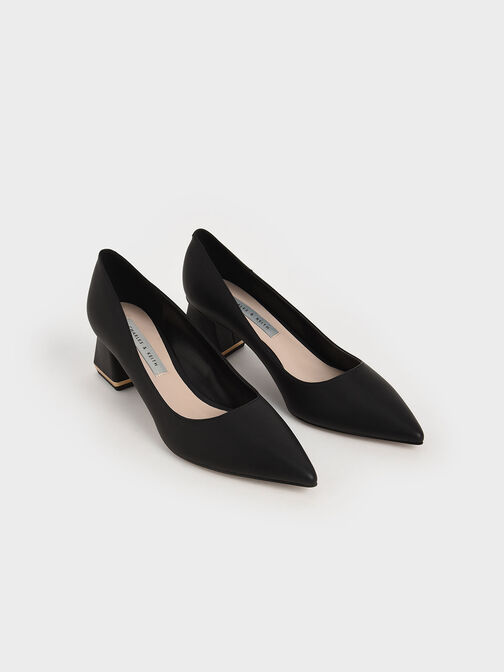 Trapeze Heel Pumps, Black, hi-res