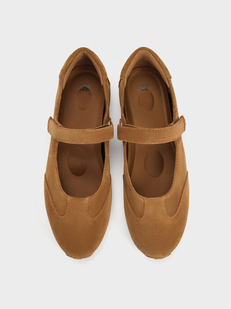 حذاء ماري جين شامواه صناعي, بنى, hi-res