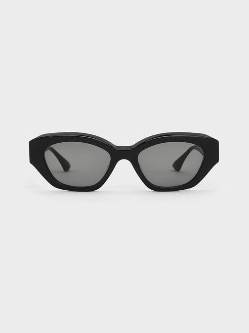 Onyx Recycled Acetate Cat-Eye Sunglasses, Black, hi-res