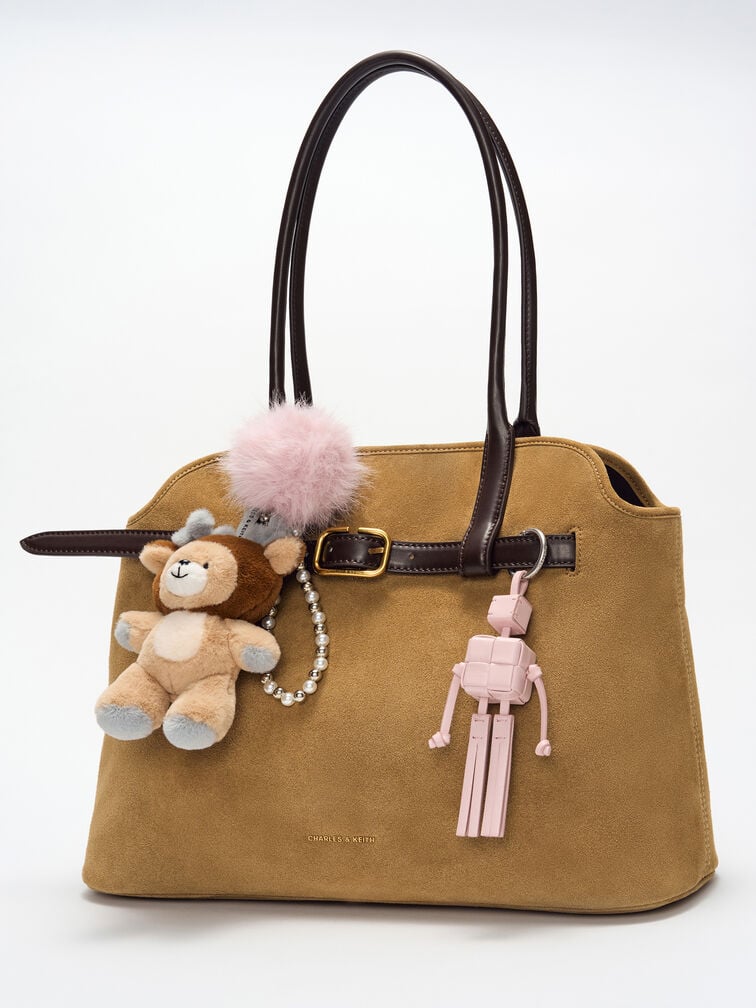 تعليقة شنطة إيفيت روبوت بنقشة منسوجة, زهري فاتح, hi-res